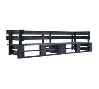 vidaXL Canapé palette de jardin 2 places Bois massif Noir Résistant aux intempéries