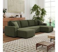 Canape dangle droit fixe toulouse 6 places en velours cotele vert
