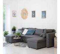 Happy Garden Canapé panoramique convertible Scott simili-cuir 4 places gris