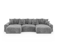 Canapé panoramique convertible tissu chenille 5 places Gris foncé