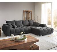Canapé-panoramique Josea 300x220 cm microfibre noir Recamière à droite