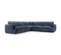 Canapé panoramique modulable velours côtelé 5 places Droit Bleu