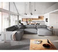 Canapé panoramique Sirpio XL 360x260 cm Microfibre Gris Recamiere variable
