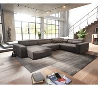 Canapé panoramique Sirpio XL 360x260 cm Microfibre Marron Kaki Recamiere variable