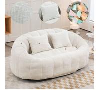 Canapé paresseux compressé 2 places en chenille beige 144,93 x 95 x 62,99 cm avec accoudoirs