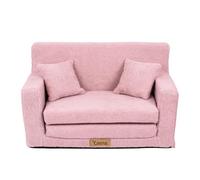 Canapé pliable en mousse pour enfant Flumi – tissu nounours rose
