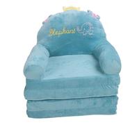 Canapé pliable pour enfants, canapé convertible 2 en 1 avec motif de broderie éléphant, rembourré d’éponge confortable - canapé cartoon idéal pour les tout-petits, garçons et (Pliage en quatre)