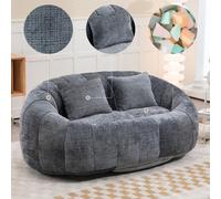 Canapé poire Lazy Sofa avec dossier haut, fauteuil lounge résistant pour adultes et enfants, d'intérieur et d'extérieur, chenille grise