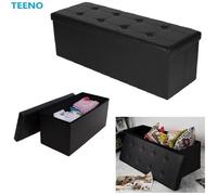 Canapé Pouf avec coffre de rangement - TEENO - Noir - Simili cuir - 110 x 38 x 38 cm
