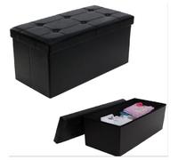 Canapé Pouf avec coffre de rangement - TEENO - Noir - Simili cuir - 76 x 38 x 38 cm