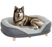 Canapé pour animaux de compagnie, housse amovible et lavable, pieds en bois, gris, 90 x 78 x 25 cm