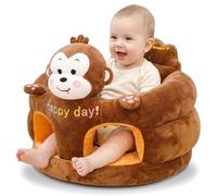 Canapé pour bébé, siège de sol pour bébé, chaise ergonomique en peluche avec base sécurisée, singe marron, 17, 7x17, 7 pouces