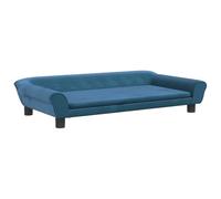 Canapé pour enfant bleu en velours 100 x 50 x 26 cm avec cadre en bois de pin stable, rembourré pour enfants de 3 à 6 ans, confortable pour chambre d'enfant, robuste et sûr pour jouer et se reposer
