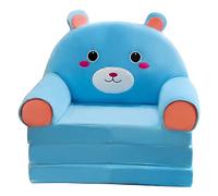 Canapé pour enfant en peluche - Dossier - Fauteuil 2 en 1 - Pliable - Mignon dessin animé - Canapé paresseux - Canapé convertible pour salon et chambre à coucher - Sans doublure - Bleu - Taille unique