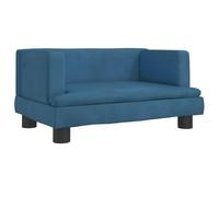 Canapé pour enfant en velours bleu avec cadre en bois de pin massif - 60 x 40 x 30 cm - Pour chambre d'enfant de 3 à 6 ans - Stable et confortable - Avec rembourrage en mousse douce pour jouer et se