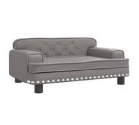 Canapé pour enfant gris en cuir synthétique avec cadre en bois de pin stable 70 x 45 x 30 cm, rembourré avec mousse, pour chambre d'enfant, mobilier confortable pour jouer et se détendre