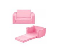Canapé pour Enfants 2-en-1 Convertible en Chaise Longue, Canapé-lit Pliable et Moelleux, avec Accoudoirs, en Éponge 28D et Poils