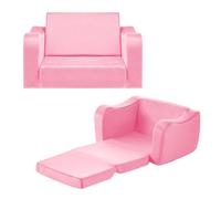 VEVOR Canapé pour Enfants 2-en-1 Convertible en Chaise Longue, Canapé-lit Pliable et Moelleux, avec Accoudoirs, en Éponge 28D et Poils Courts, Sofa Tout-petits pour Chambre d’Enfants, Rose, M