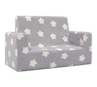 vidaXL Canapé pour enfants 2 places Mini canapé Gris clair étoiles Peluche douce