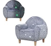 AIYAPLAY Fauteuil enfants canapšŠ pour enfants hosphorescent avec motif šŠtoilšŠ, mini canapšŠ en tissu velours, pour gar?ons et filles, gris