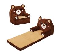 Canapé pour Enfants Canapé-Lit Convertible 2 en 1, Peluche Pliable Fauteuil Soft avec Fermeture Éclair, Chauffeuse Enfant Stable