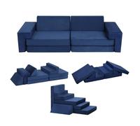 Canapé pour Enfants, Canapé Modulaire à Construire des Forts+ Housse Amovible et Coussin de Mousse 8PCS ,55.8 x152.4 x30.4 cm,Bleu