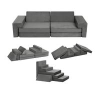 Canapé pour Enfants, Canapé Modulaire à Construire des Forts+ Housse Amovible et Coussin de Mousse 8PCS ,55.8 x152.4 x30.4 cm, Gris