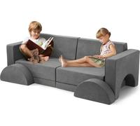 Canapé pour enfants - Ensemble de canapés modulaires 8 pièces - Transformable - Mousse et coussins de sol - Pour salle de jeux - Assemblage requis