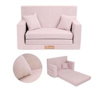 Flumi Canapé pour enfants Canapé de jeu avec fonction de sommeil pour la chambre d'enfant - fauteuil-lit avec fonction de lit - velours côtelé rose