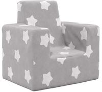 Canapé pour enfants, gris clair avec des étoiles, en peluche douce, dimensions 52 x 38 x 50 cm. Housse amovible, rembourrage en mousse, durable et confortable, idéal pour les chambres d'enfants et les
