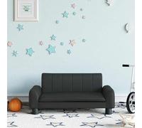Canapé pour enfants, noir, en similicuir, dimensions 70x45x30 cm, avec une structure solide en bois de pin, rembourré pour les chambres d'enfants, confortable et sûr pour les enfants de 3 à 6 ans, des