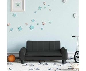 Canapé pour enfants, noir, en similicuir, dimensions 70x45x30 cm, avec une structure solide en bois de pin, rembourré pour les chambres d'enfants, confortable et sûr pour les enfants de 3 à 6 ans, des