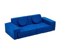 Canapé pour enfants, table de jeu multifonctionnelle, canapé puzzle, 14 en 1, canapé de jeu, fauteuil pour enfants, pour salle de jeux, à monter soi-même, velours côtelé, bleu
