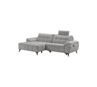 VILLALBA - Canapé Relax Méridienne gauche Têtières Réglables Tissu Bubble Gris foncé