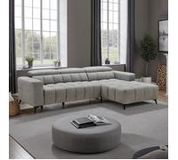Canapé relax coulissant électrique d'angle droit 3 places gris clair