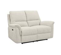 Canapé relax électrique 2 places en tissu doux beige - LEONIE Meubletmoi