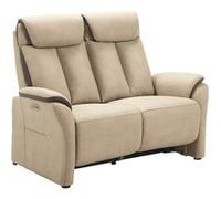 COIMBRA - Canapé Relax Electrique 2 Places New Nobuck Beige et Gris Foncé