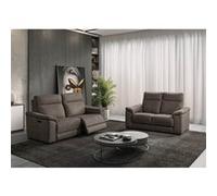 Canapé Relax Electrique 3 Places + Canapé 2 Places Fixe Tissu Gris Foncé - STANLEY - ALTOBUY Gris G