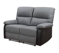 Canapé relax ""Lincoln"" - 147 x 89 x 103 cm - 2 places - Noir / Gris foncé