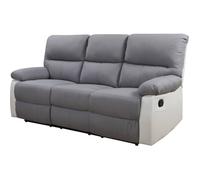 Canapé relax ""Lincoln"" - 197 x 89 x 103 cm - 3 places - Blanc / Gris clair