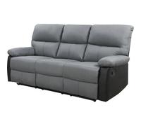 Canapé relax "Lincoln" - 197 x 89 x 103 cm - 3 places - Noir / Gris foncé