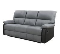 Canapé relax ""Lincoln"" - 3 places - Noir / Gris foncé