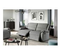 Canapé relax manuel 3 places avec 2 assises XXL LEO en microfibre - Gris - L193 x P93 x H96cm - LOUNGITUDE