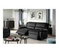 Canapé relax manuel 3 places avec 2 assises XXL LEO en simili - Noir - L193 x P93 x H96cm - LOUNGITUDE