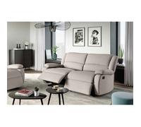 Canapé relax manuel 3 places avec 2 assises XXL LEO en tissu - Beige - L193 x P93 x H96cm - LOUNGITUDE