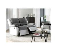 Canapé Relaxation 2 places Microfibre et Simili LEO - Blanc et gris - L143 x 93 x 96cm - LOUNGITUDE