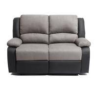 Canapé Relaxation 2 places Microfibre et Simili LEO - Gris et Noir - L143 x 93 x 96cm - LOUNGITUDE