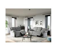 Canapé Relaxation 3 places Microfibre LEO - Gris - L193 x 93 x 96cm - LOUNGITUDE