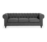 Canapé Relaxation - BELIANI - CHESTERFIELD - Tissu - Gris - 3 places - Moelleux