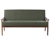 Canapé Rétro Tissu Polyester 3 Places Structure Bois Vert Marron Foncé Esrum